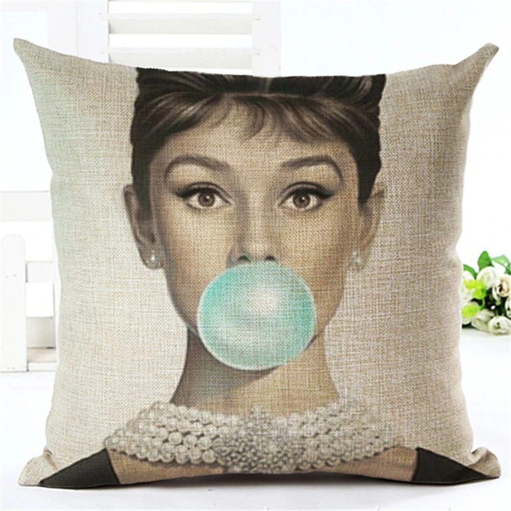 Одри Хепберн Мэрилин резинки Мягкий Хлопок Льняные наволочки для подушек