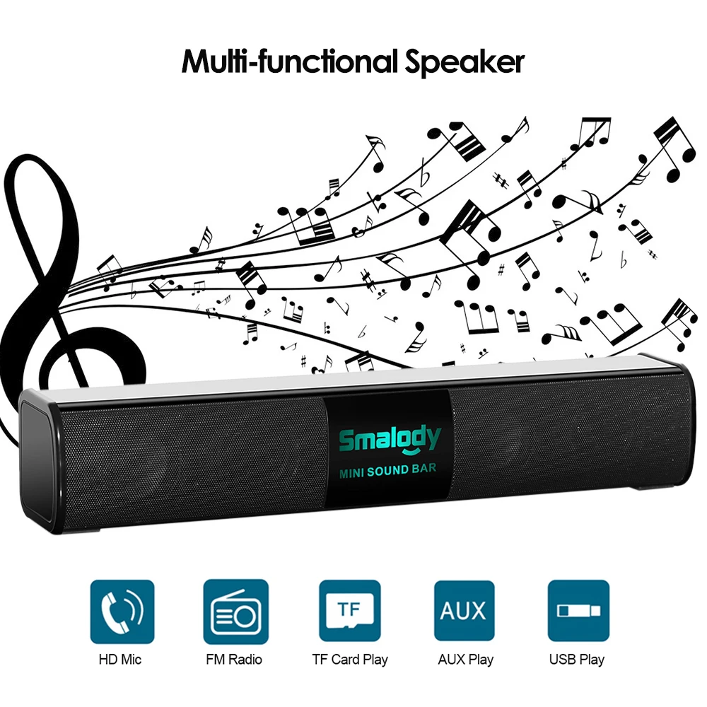 Bluetooth Колонка Smalody портативная беспроводная со светодиодной подсветкой 10