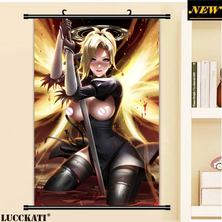 40X60 см D. Va Mercy Widowmaker Tracer соски без бюстгальтера голый лоли cameltoe мультфильм аниме