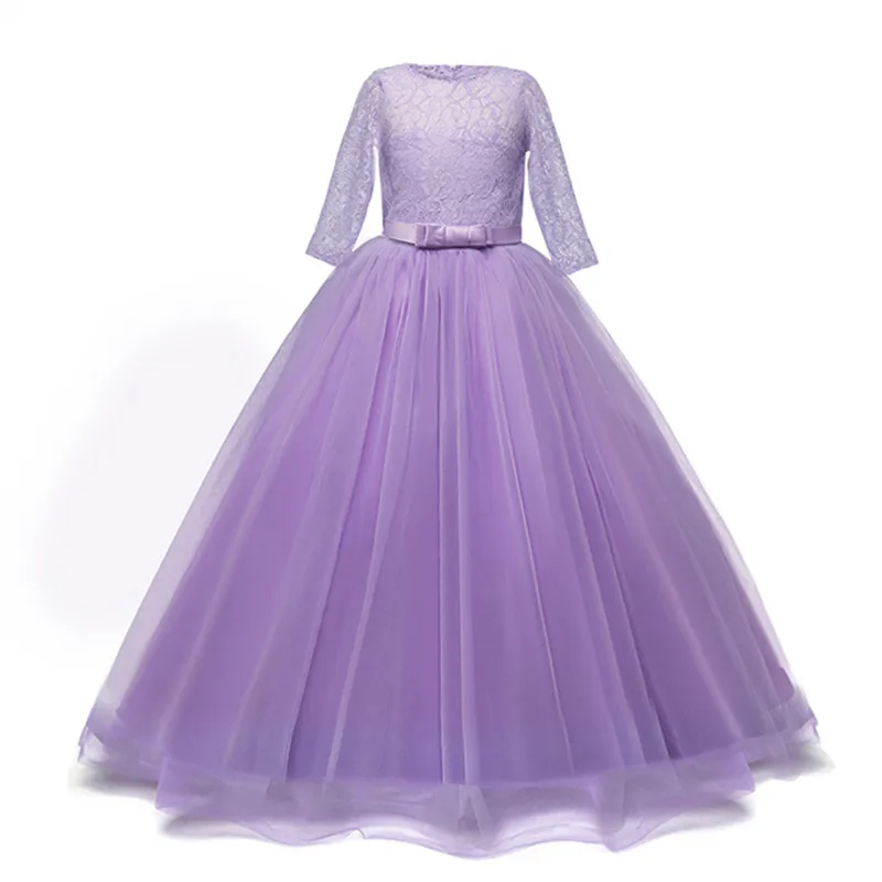 Kid Dresses for Girls Wedding Elegant Flower Princess Formal Long Gown Baby Girl Christmas Dress Vestido Infantil 6 12 14 Years