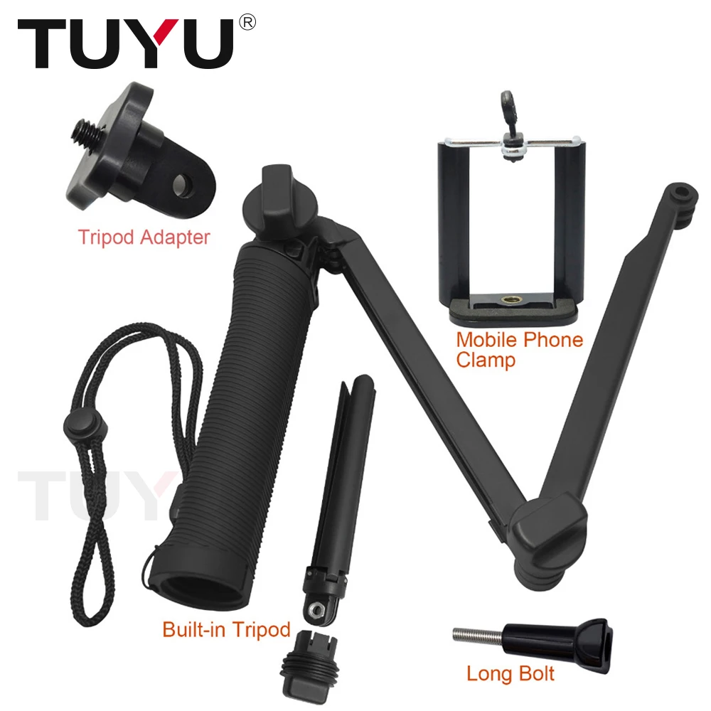 TUYU 3 Way Штатив монопод селфи палка растяжимый с креплением на руку для экшн камеры