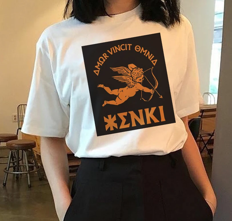 Новая модная уличная Ретро футболка Женская BF Harajuku Ulzzang Tumblr kawaii повседневная
