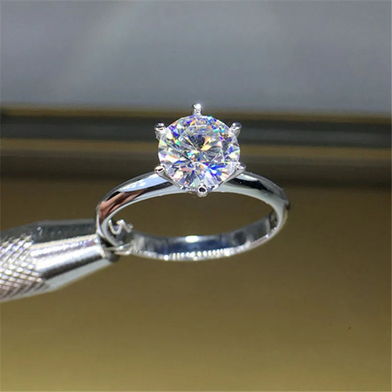 Обручальное кольцо с бриллиантом 100% Муассанит оригинальное 18K 750 белое золото