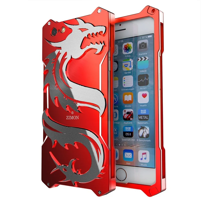 Zimon 3D Дракон противоударный металлический чехол для iPhone 7 8 Открытый Чехол Алюминий Металл Телефон Броня задняя крышка для iPhone 6 6s