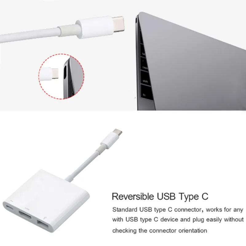 Адаптер зарядного устройства 3 в 1 USB 0/HDMI/ Type C|USB-хабы| |