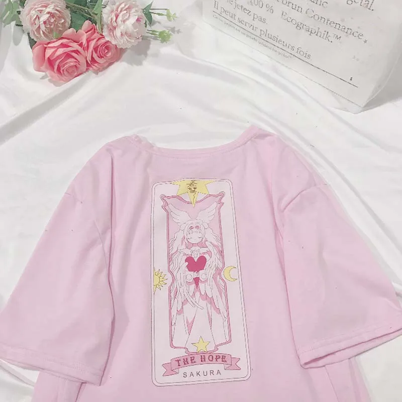 Pink Hope NiceMix размера плюс футболка Женские кавай топы Харадзюку футболки принт мультфильм Женская милая розовая свободная футболка Femme - Цвет: Pink Hope