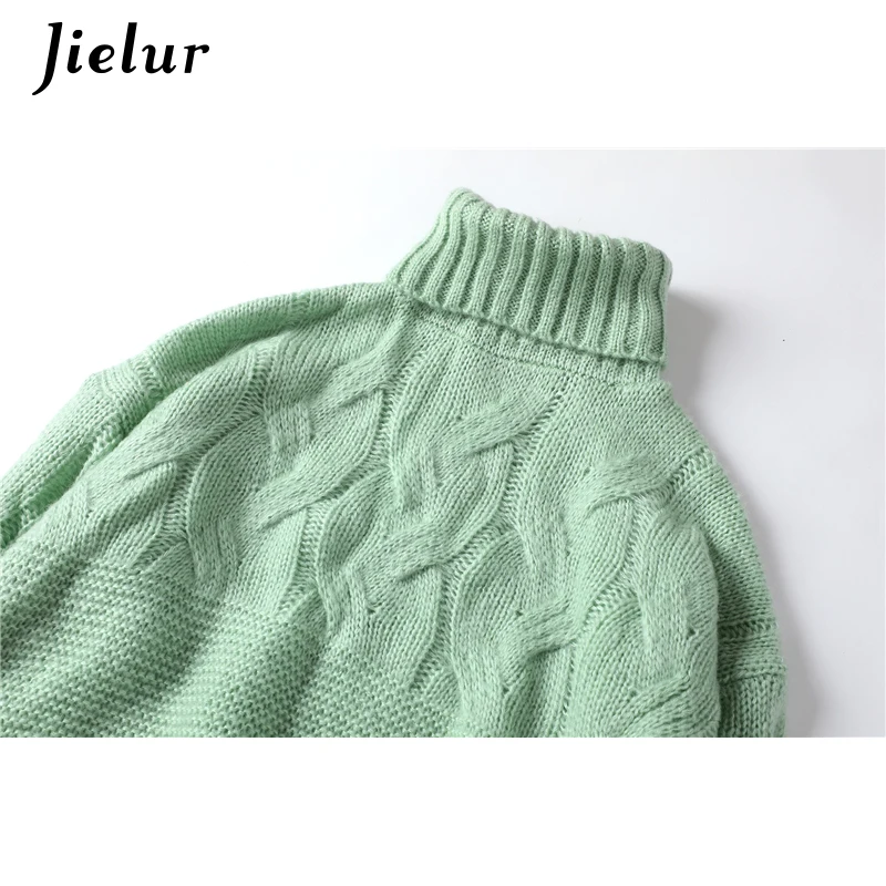 Jielur 4 Solid Color Turtleneck Sweater 2018 Autumn Winter Purple Pink Chic Pull Femme Korean Loose Women Sweaters and Pullovers |
