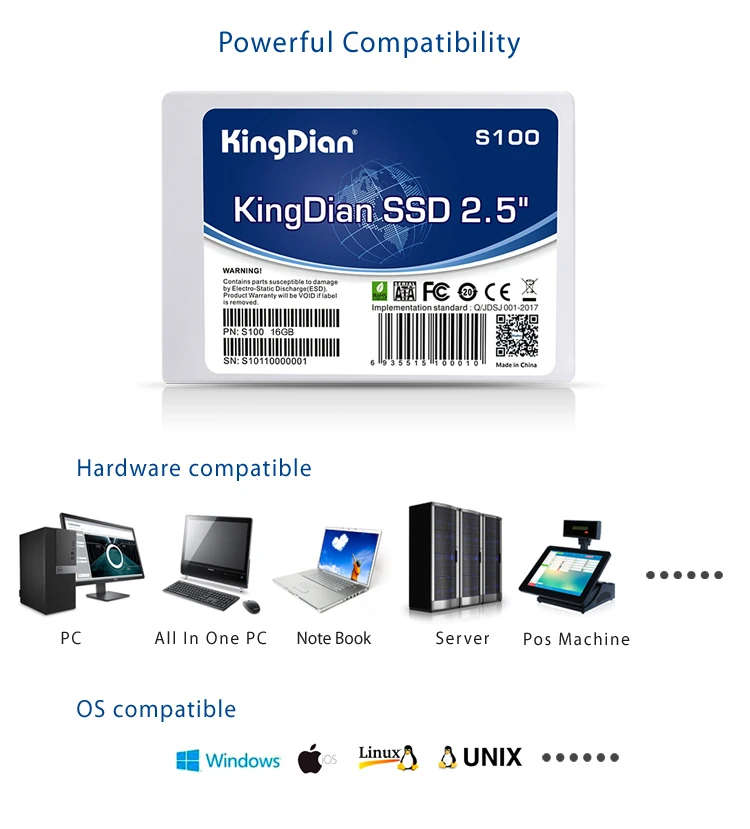 KingDian 2,5 SATA SATA2 внутренний SSD жесткий диск твердотельный диск SSD 16 ГБ-(S100-16 Гб