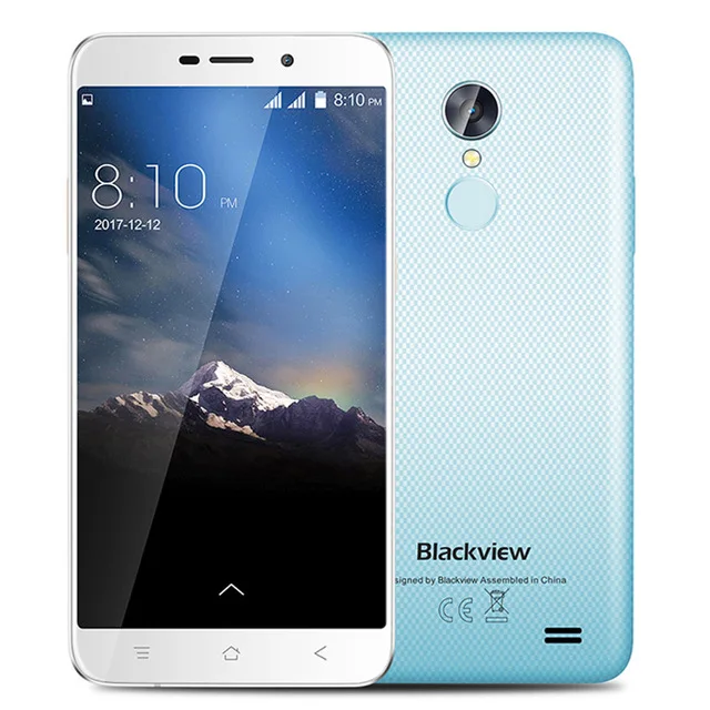 Смартфон Blackview A10 Android 7,0 MTK6580A четырехъядерный 2 Гб ОЗУ 16 Гб ПЗУ 5," с отпечатком пальца gps 3g WCDMA сотовые телефоны - Цвет: Синий