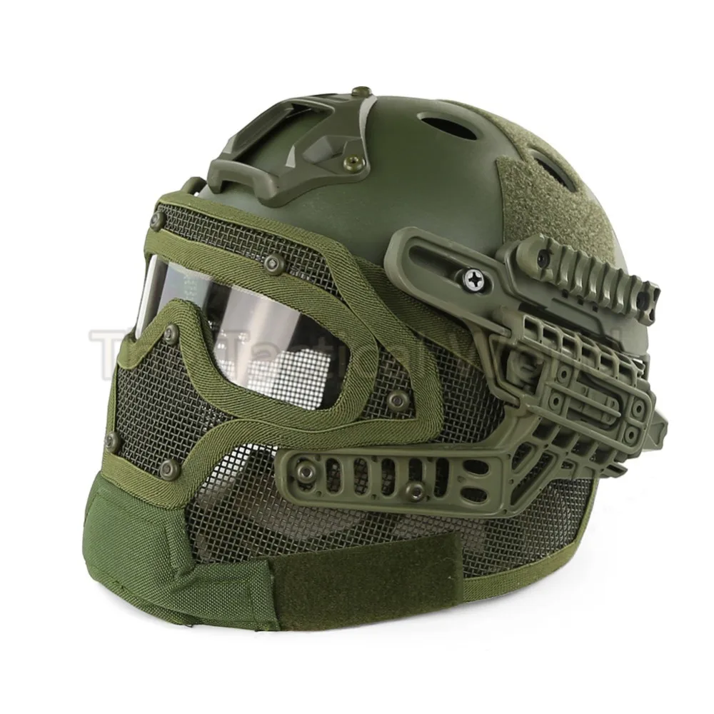 Airsoft Paintball Action Version Helmet Tactical Hunting Full Mask with NVG Mount and Side Rails | Спорт и развлечения