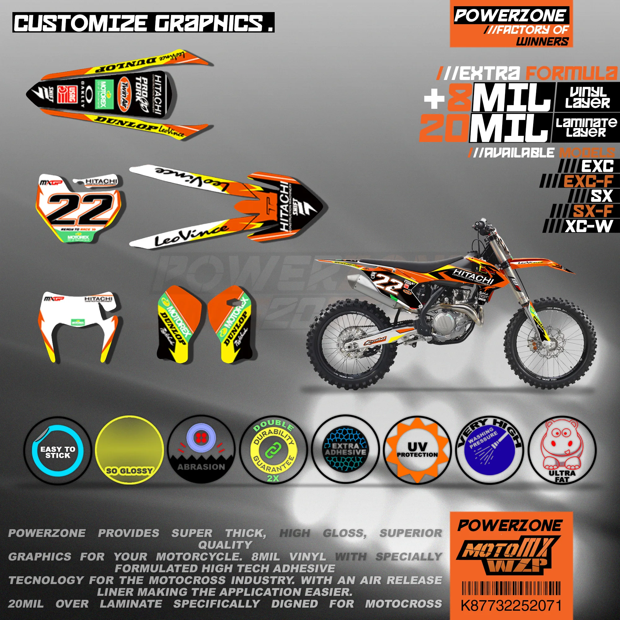 Персонализированные графические фоны PowerZone Team наклейки 3M Набор наклеек для KTM SX SXF