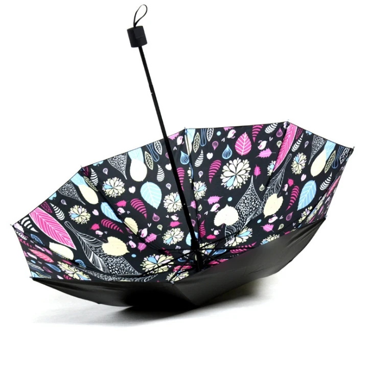 Складной зонт для рисования лилий с листьями цветами дождевиком женский