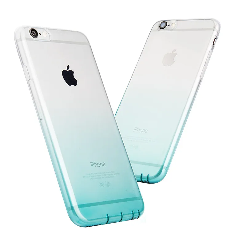 Градиент тонкий мягкий чехол для Iphone 7 8 6 Plus ультра прозрачная крышка 6s плюс Чехол