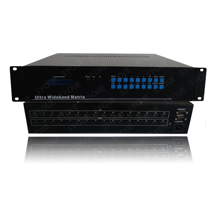 Промышленный 16X16 HDMI матричный переключатель 1,4 HD 1080P 3D видео дисплей авто петля RS232 ИК пульт дистанционного управления сцен план 2U