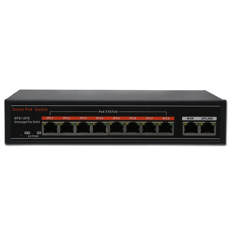 SECUPOE 8 портовый PoE коммутатор 10/100 м 2 Uplink 802.3af 802.3at встроенный DC48V источник питания 250