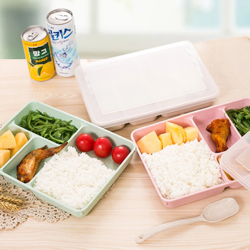 MICCK Microwavable Ланч-бокс для студентов, для пикника, офиса, школы, пшеницы, соломы, контейнер для еды, Экологичная теплоизоляция, Bento box