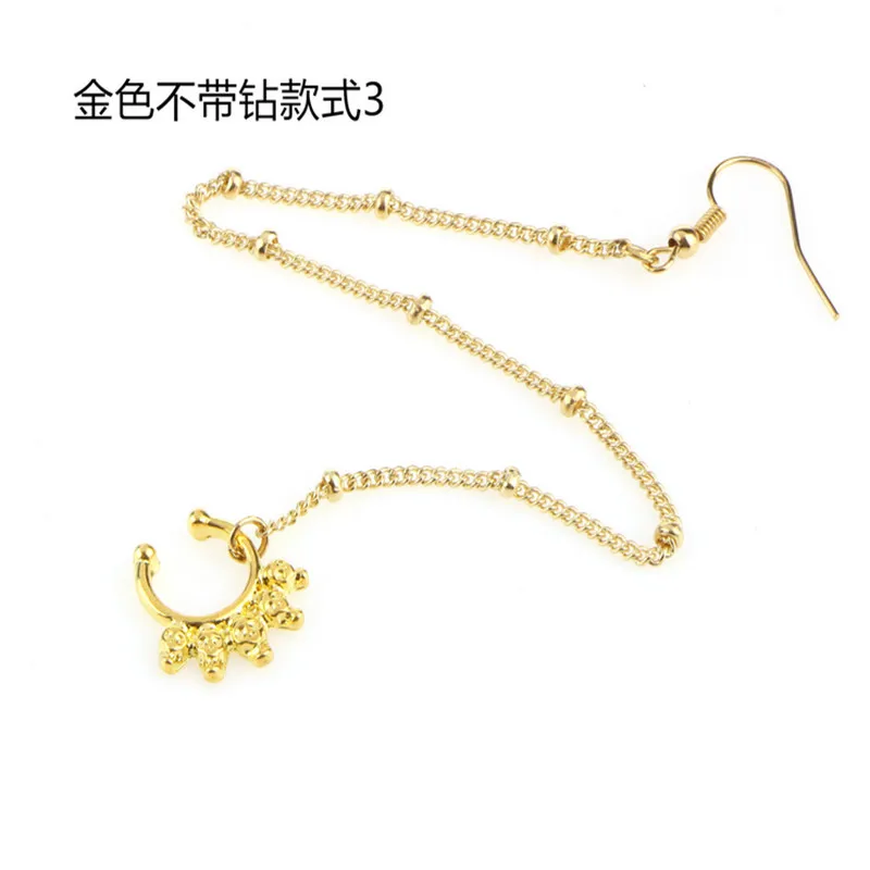 Хрустальные кольца и штифты для носа женщин не пирсинг u-образная цепочка серьги