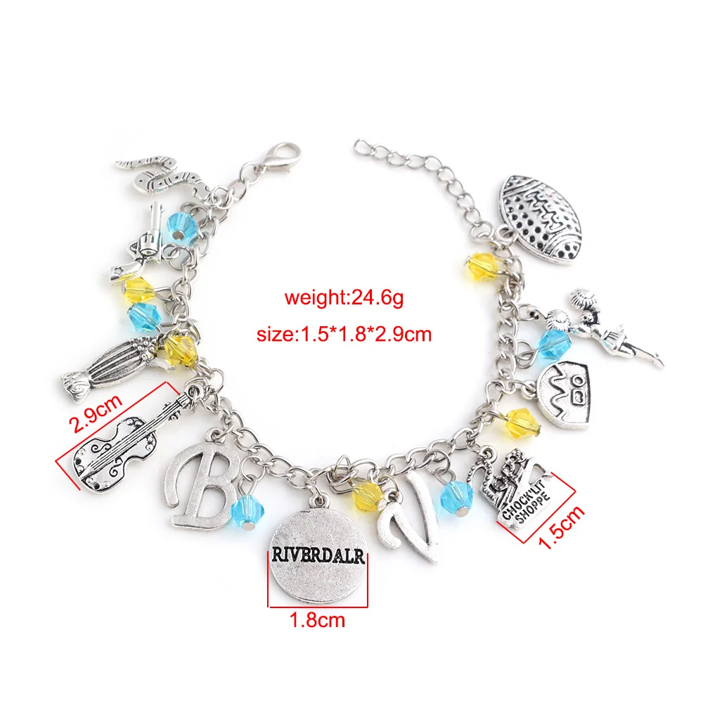 Женский браслет с кулоном в виде змеиной гитары и ружья ривердейла|Цепочки