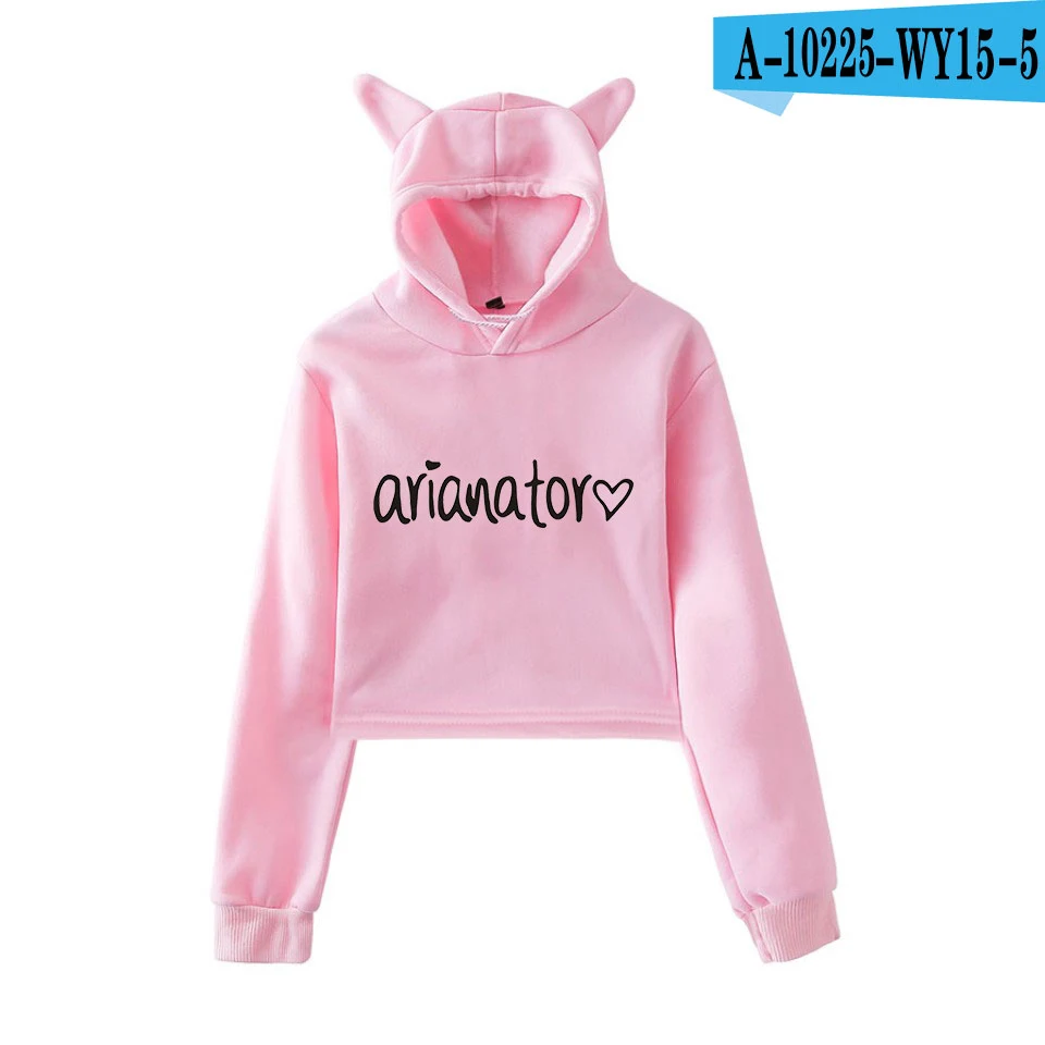 Pink Ariana Grande Dangerous женские укороченные топы для девушек Kawaii с капюшоном женские Харадзюку хип-хоп толстовки с принтом размера плюс - Цвет: Pink