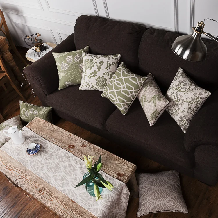 Прямая поставка наволочка с зелеными листьями Геометрическая для подушки