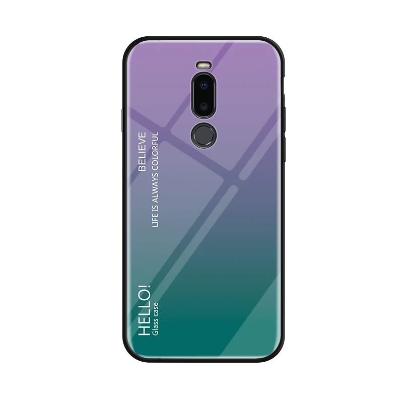 Purple Чехол Rezzol для Meizu X8, роскошный градиентный чехол из закаленного стекла, силиконовый бампер, жесткая задняя крышка для Meizu X8 X 8, чехол для телефона Coques - Цвет: Purple
