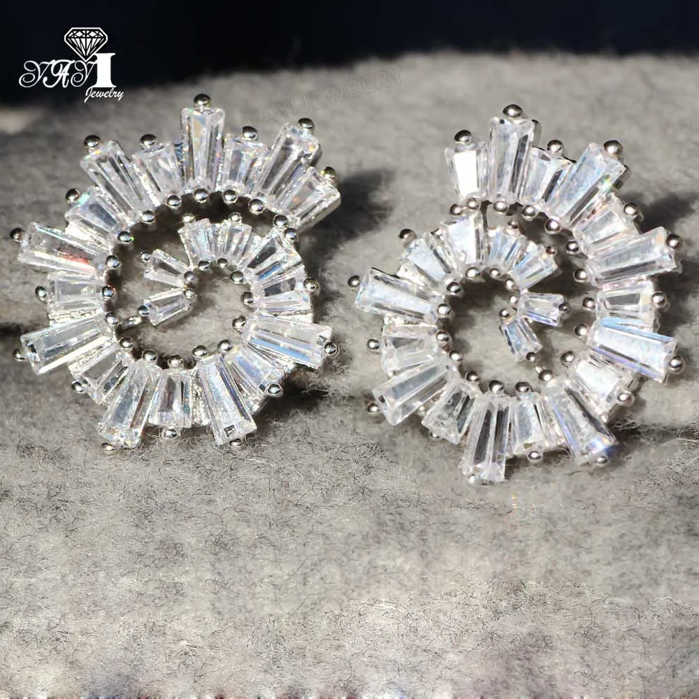 YaYI ювелирные изделия Мода Принцесса Cut 17 CT белый цирконий серебристый цвет Длинные серьги Свадебные вечерние серьги с кисточками подарки