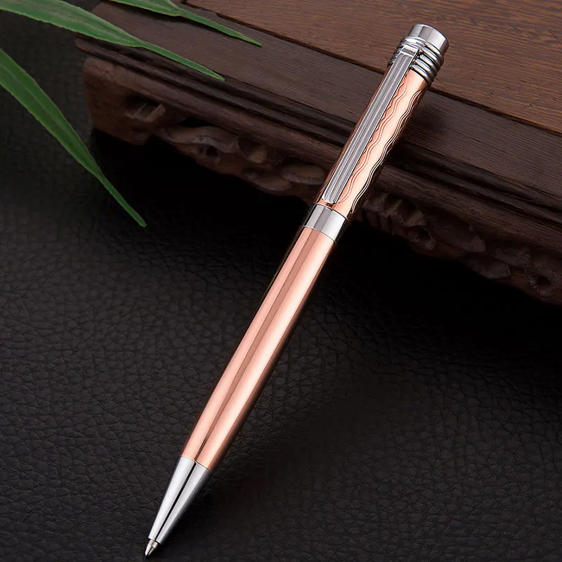 Rose gold and silver Изысканная деловая офисная металлическая шариковая ручка для школы, студенческие Канцтовары, шариковая ручка, роскошная металлическая пишущая шариковая ручка - Цвет: Rose gold and silver
