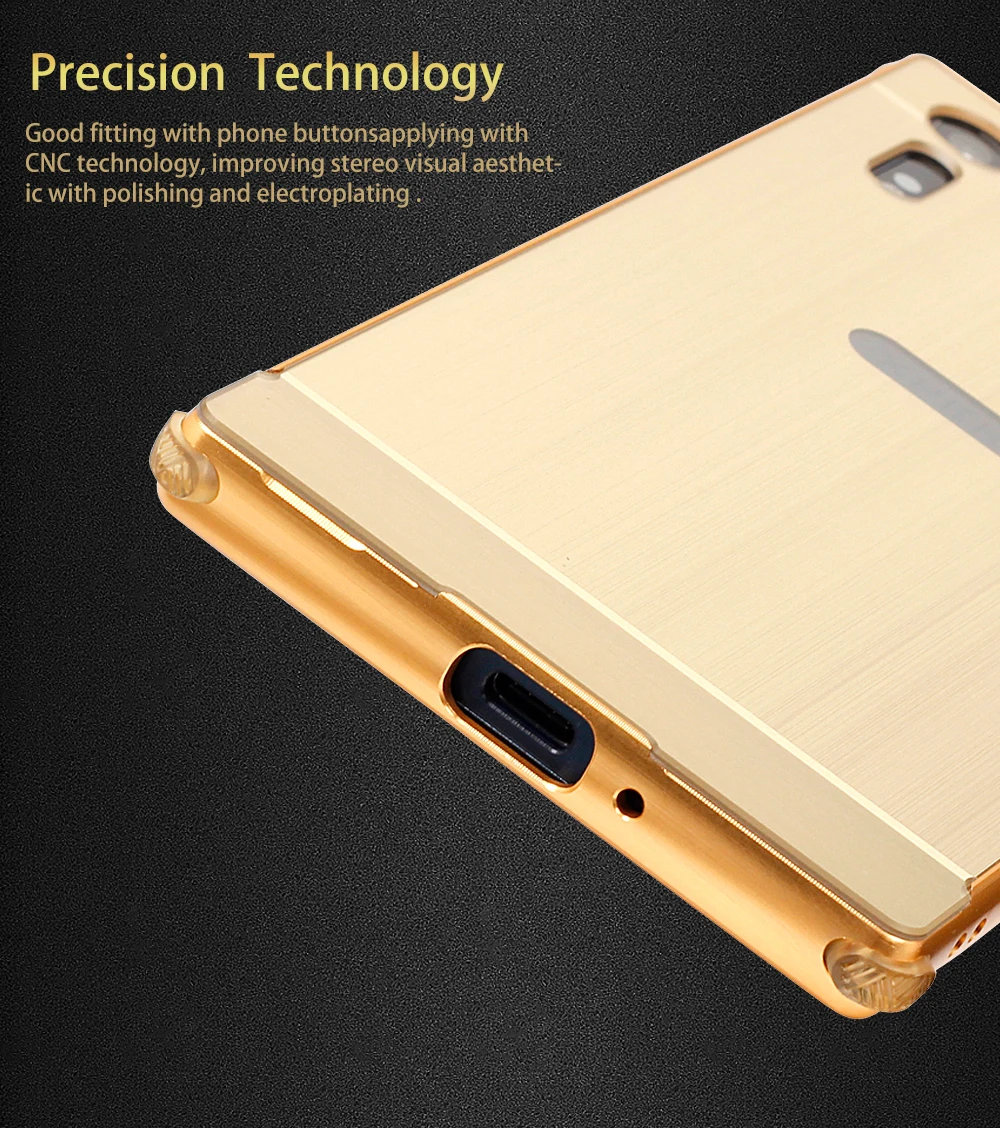 Four-Corner Protection Metal Frame Brushed Back Case Cover for Sony Xperia X XZ XA /XA Ultra /X Compact / Performance/F8131 |