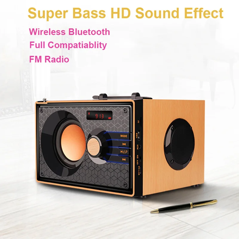 Портативная деревянная bluetooth колонка беспроводной настольный сабвуфер 3