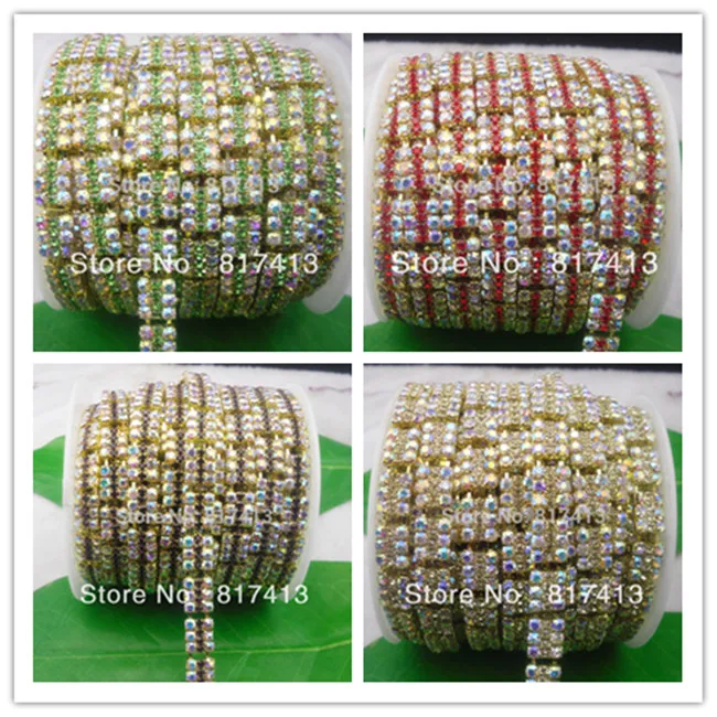 Набор из 3 рядов прозрачные стразы Золотая чашка отделка когтями костюм с