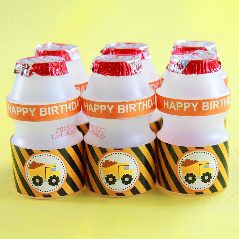 Construction Trucks Water Bottle Wrappers Birthday Party Decoration Kids Boy Decor Supplies | Дом и сад