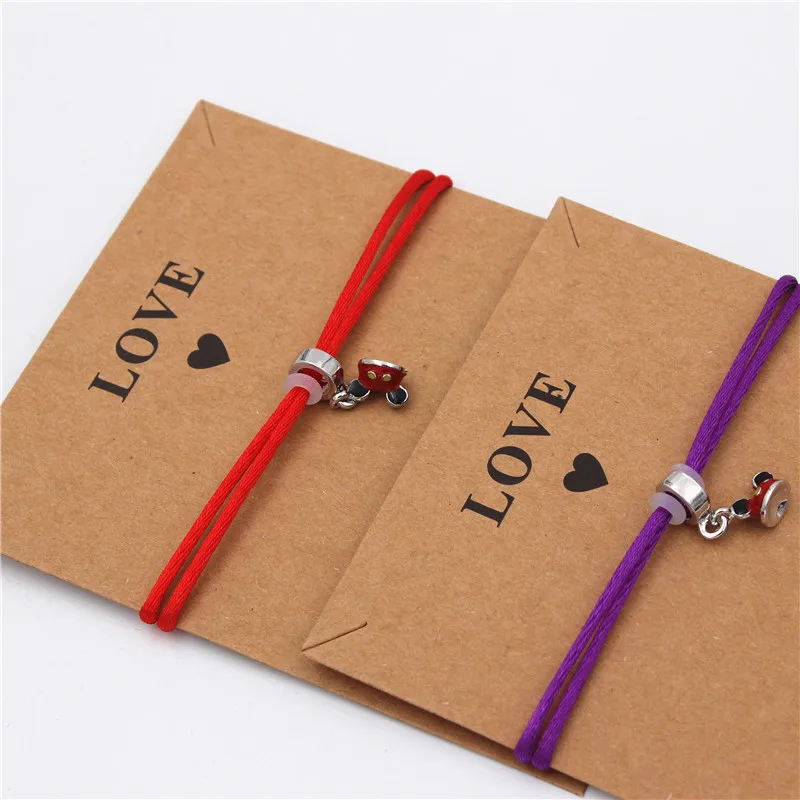 Новые модные красные очаровательные браслеты со шнурком для женщин мужчин детей