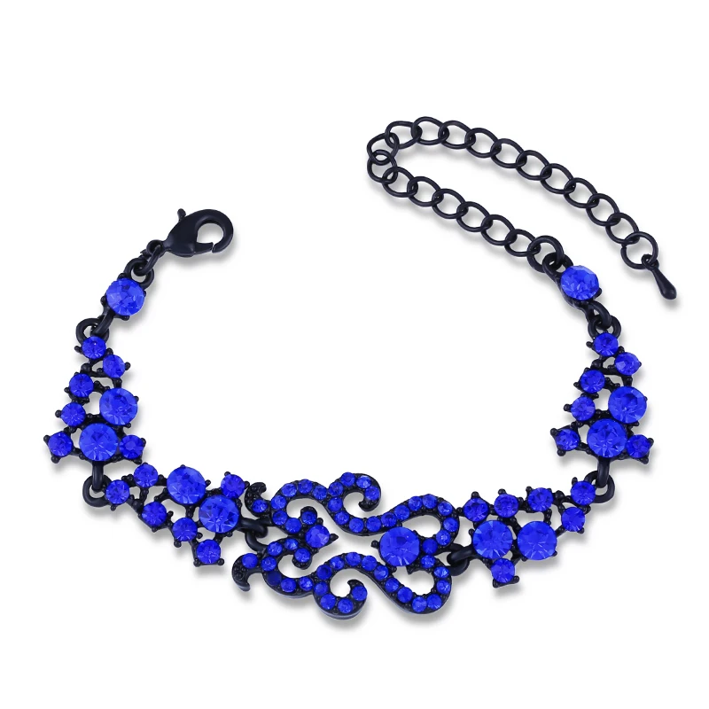 Женский браслет с подвесками черный камнями украшенный стразами brtj94 - купить по