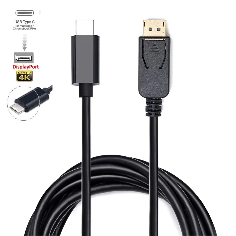 USB C к DisplayPort 4K 60Hz кабель черного цвета (Thunderbolt 3 порта usb sata riser card rj45 разъем dvi d vga