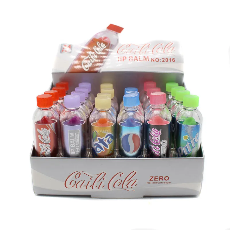24 шт./лот красоты меняются Цвет Губная помада "cola" милые увлажняющий крем слабый запах бальзам для губ Фирменная помада, макияж, прозрачный бальзам для губ притягательного и