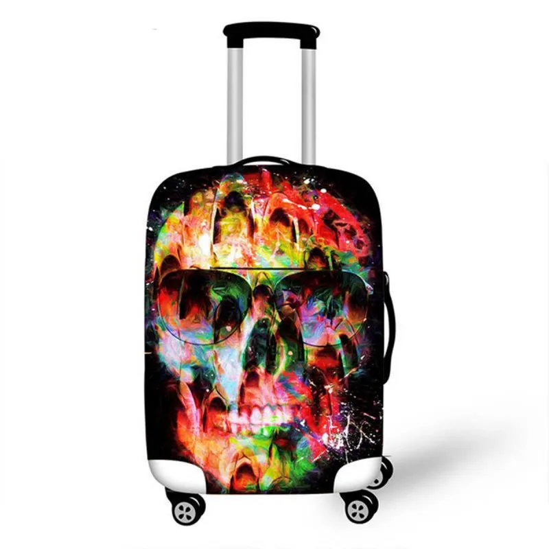 Skull Suitcase Cover Protector For 18-32 Inch Trolley Case Elastic Thick Travel Dust Cover Baggage Luggage Protective Cover - Цвет: V12