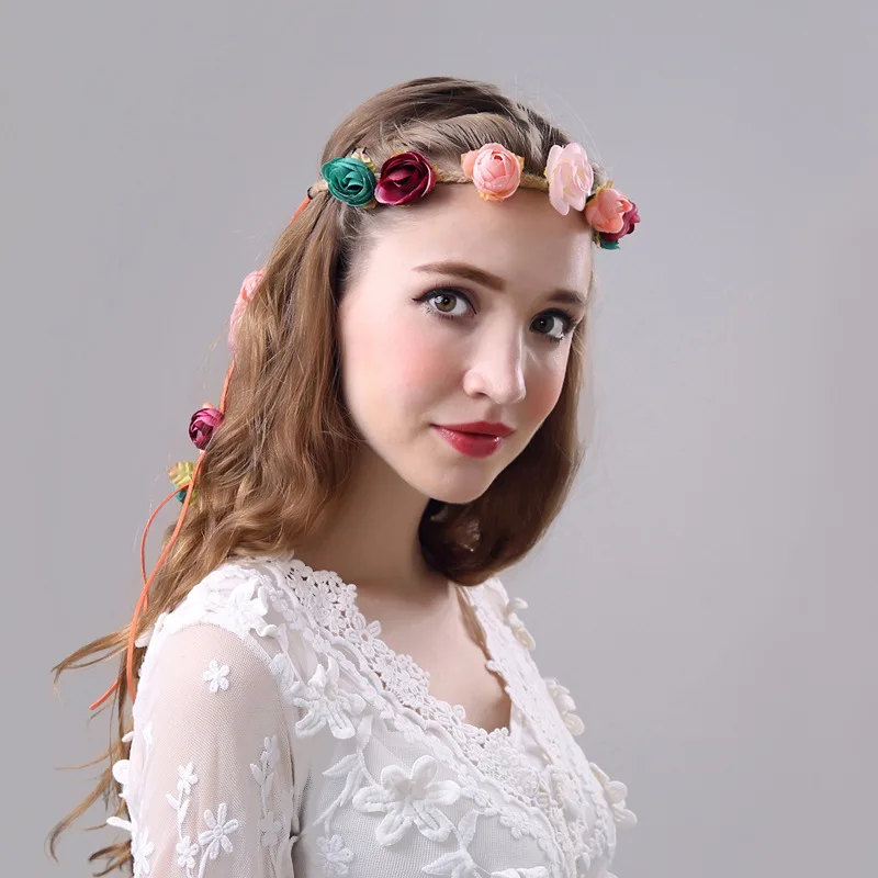 1 шт. богемная разноцветная гирлянда с цветком камелии Женская корона