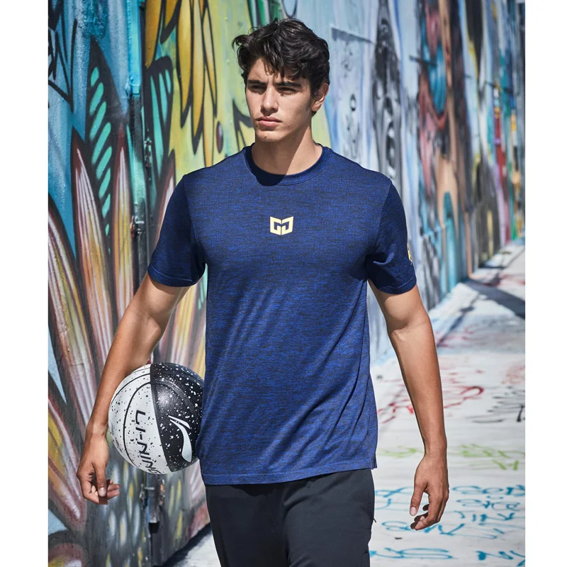 Мужская баскетбольная футболка Li-Ning Спортивная облегающая с коротким рукавом и