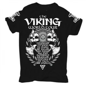 Viking World Tour футболка Для мужчин викингов Одина 100% хлопок Повседневная подарок tee США Размеры