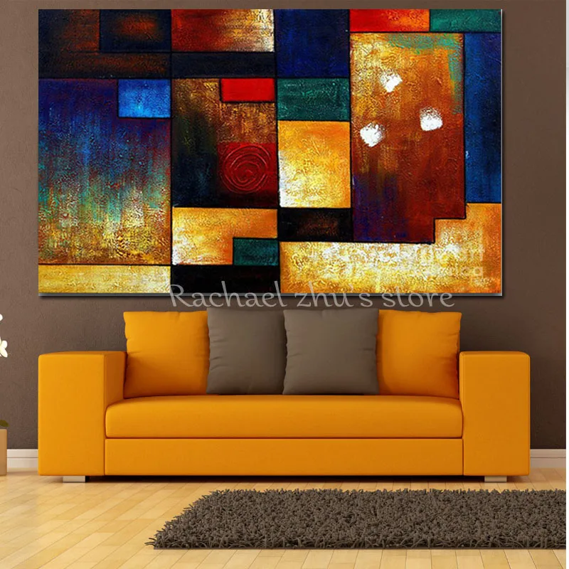 Супербольшая ручная роспись Современные Абстрактные цветные блоки картина
