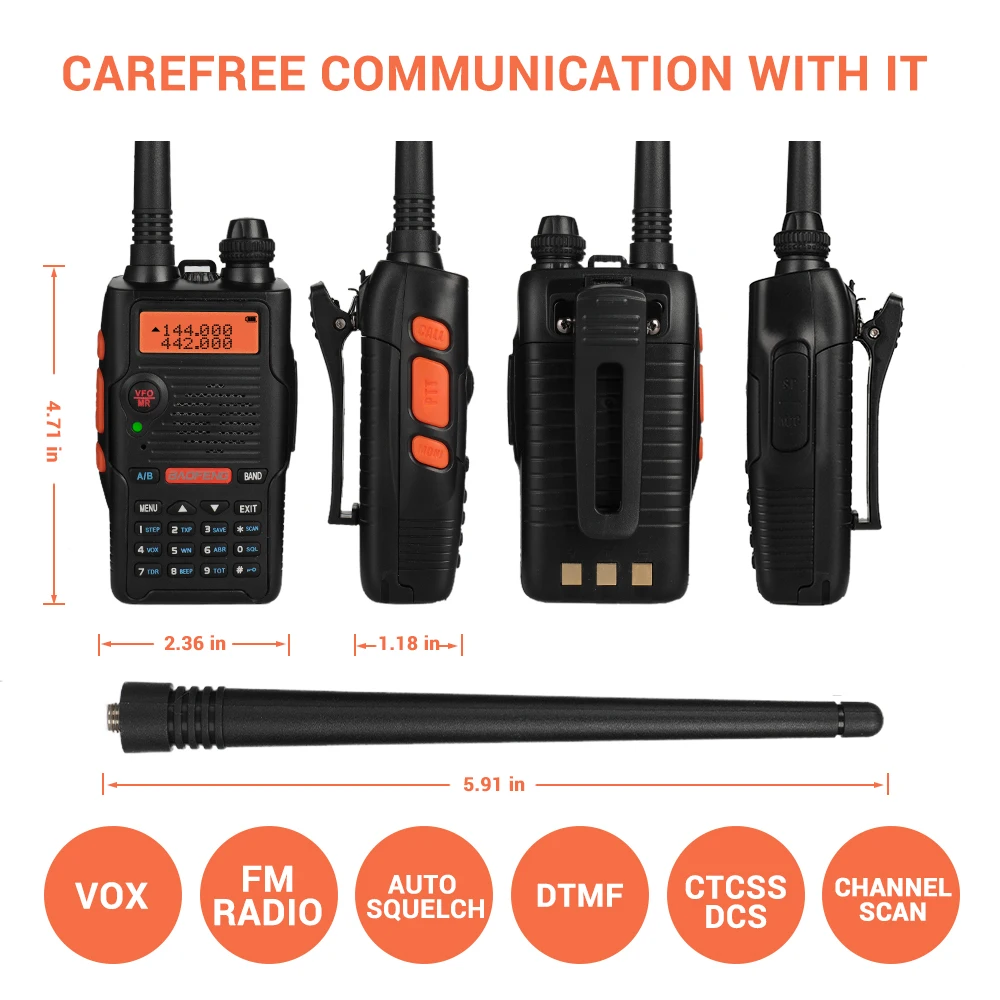 2 шт. Baofeng UV 5R EX 5W двухдиапазонный двухсторонний Радио рация перезаряжаемая