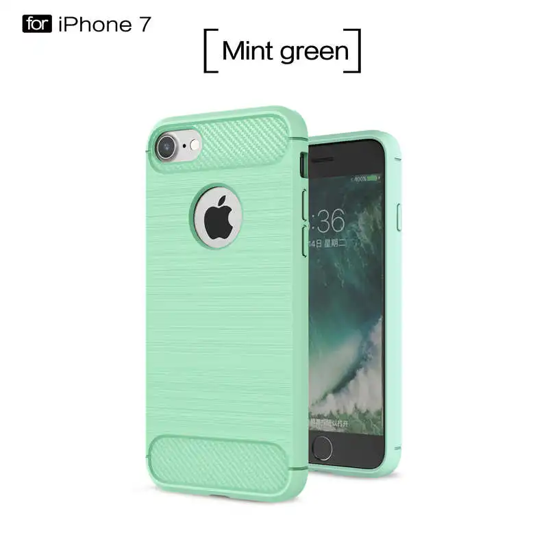 Новый углеродного волокна чехол для телефона iPhone 7 матовый Силиконовый Coque Apple 4.7