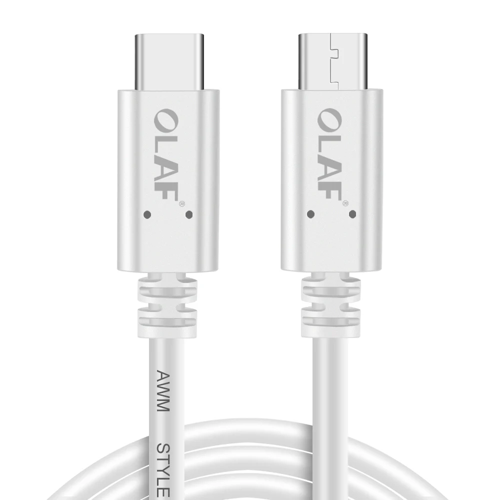 Олаф usb type C к USB C кабель для samsung Galaxy S9 Plus Note 9 поддержка PD 60 Вт QC3.0 3A кабель быстрой зарядки для устройств типа C - Цвет: White