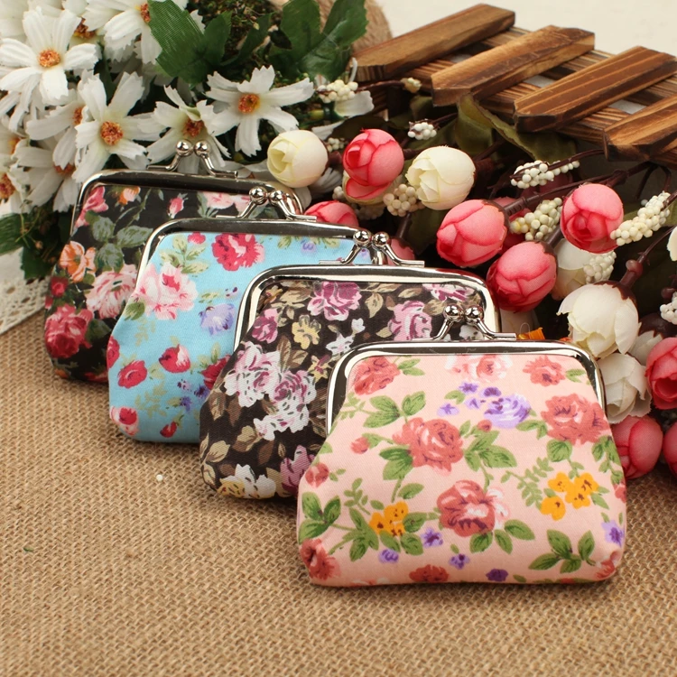 Малый роуз печатной девушка кошелек Женщины нулевой бумажник Кошелек Леди мешок