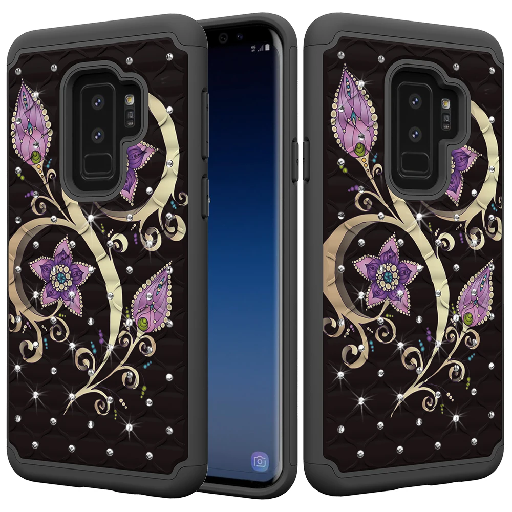 Чехол для телефона Samsung Galaxy S8 S9 Plus Note 9 2 в 1 блестящий Ударопрочный Мягкий