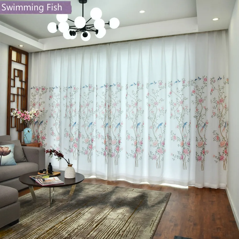 

Новинка 2019, ручная роспись, прозрачная занавеска, Цветочный Тюль, гостиная, спальня, детская комната, окно, балкон, шторы