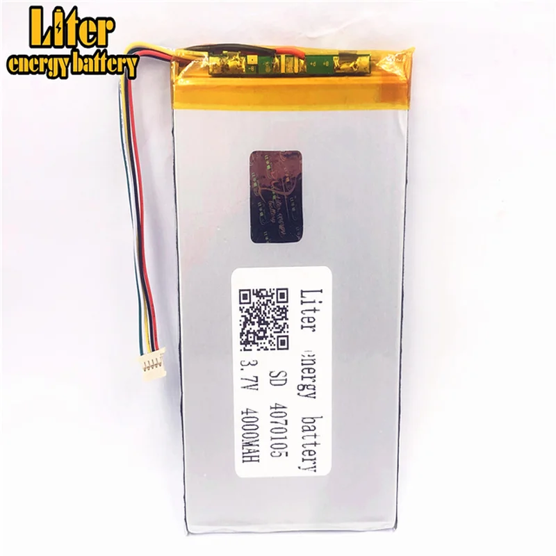 1.0MM 5pin connector 4070105 Wholesale price 3.7v 4000mah lipo battery in rechargeable Batteries Tablet PC |