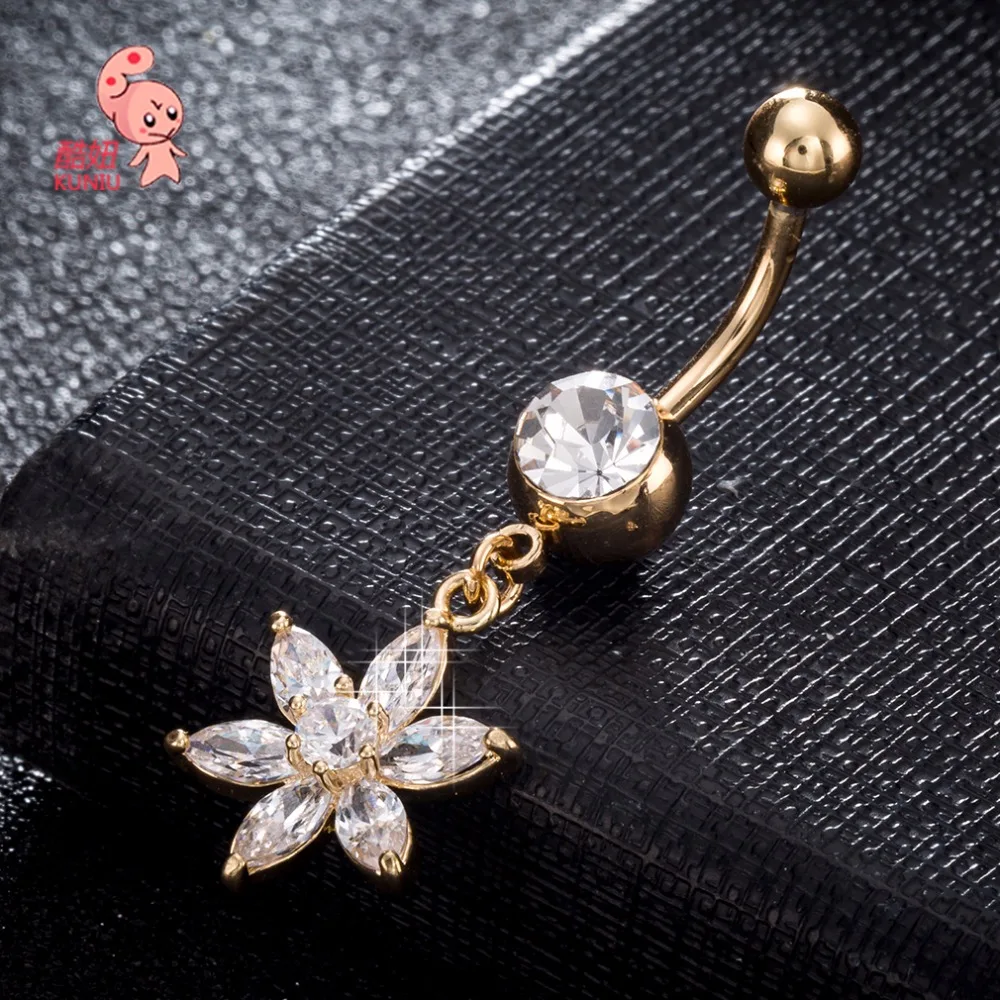 2018 Новые Горячие Роскошные циркониевые кристаллы цветок кольца для пупка