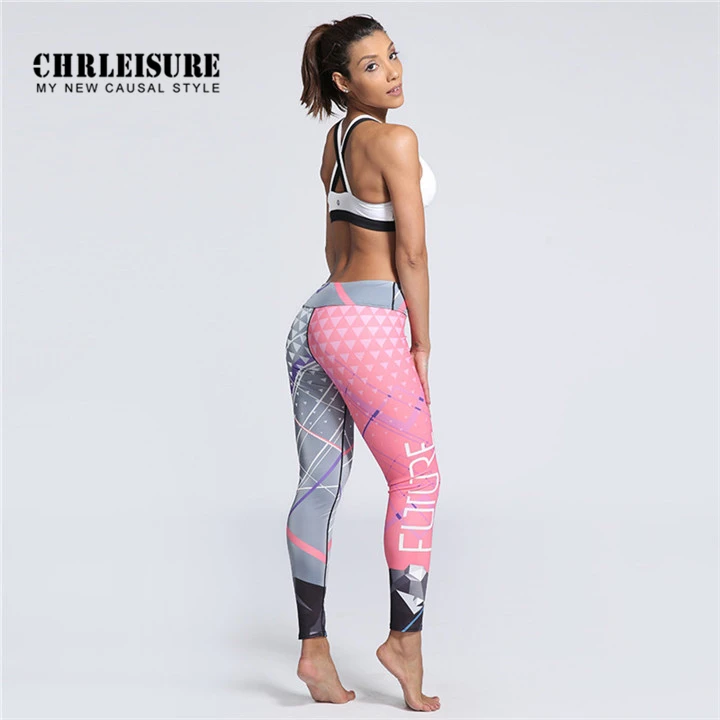 CHRLEISURE женские спортивные Леггинсы с буквенным принтом, штаны для йоги, женская одежда для фитнеса с высокой талией, штаны для тренировок и бега