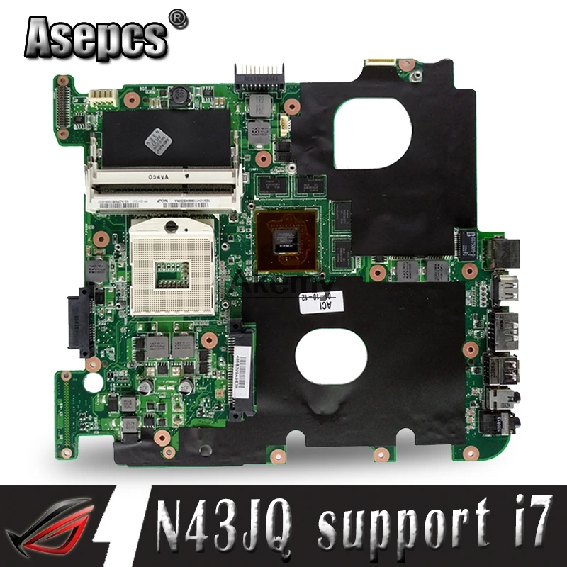

N43JQ материнская плата For Asus N43J N43JQ материнская плата для ноутбука N43JQ Материнская плата Тест 100% оригинал 1G видеокарта i7 cpu